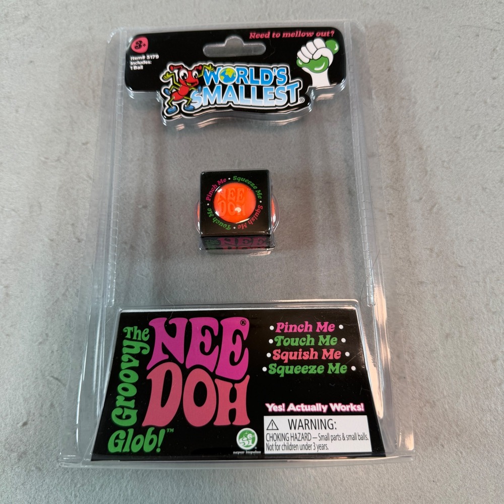 World's Smallest NeeDoh Groovy Glob Orange Mini Squishy Toy 5179